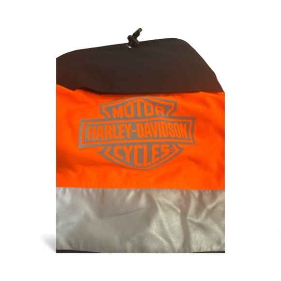 Harley Davidson Hi Vis Rain Jacket Mens L Orange Black Reflective - Picture 3 of 6